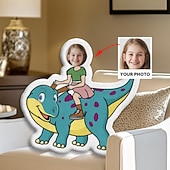 billige Personlige tekstiler-personlig ansiktspute med bilde, tilpassede barneputer med dinosaurridning, bursdagsgaver til gutter, morsom stygg pute, spesialformet pute, utstoppet dinosaur