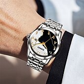 abordables Montres à quartz-Nouvelle montre d'affaires pour hommes avec bracelet en acier de haute qualité résistance à l'eau IPX7 calendrier mode décontractée montre de poignet sportive pour hommes