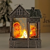 cheap Indoor Christmas Lights-1 Pc 12.2 * 8.9CM Christmas retro small house shaped LED electronic candle night light desktop Christmas style ornament light LR1130 * 3 battery