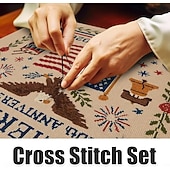 cheap Sewing &amp; Knitting &amp; Crochet-US 250th Anniversary Cross Stitch Kit Personalized Patriotic Cross Stitch Kits Commemorative Embroidery for Beginners Stamped and Counted Style Gifts for Veterans Military Fans