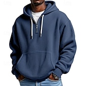 economico felpe con cappuccio da uomo di base-Per uomo Felpa con cappuccio Felpa con cappuccio a nido d&#039;ape Felpa con cappuccio e zip corta Aalbicocca Bianco Verde chiaro Verde militare Rosso Con Cappuccio Semplice Tasca a marsupio Testurizzato