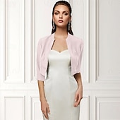 economico impacchi per gli invitati al matrimonio-Wrap Bolero da Donna Scialle della Madre Cappotti  Giacche di Base Elegante a Manica 3/4 Wrap in Chiffon per Ospiti ai Matrimoni con Colore Puro per Festa Serale in Primavera e Estate per fare colpo