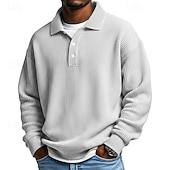 Herre Vaffel poloskjorter Golf skjorte Sport & Utendørs Avslappet Knaphul Langermet Gatemote Kul عادي Klassisk Stil Med Tekstur Høst Vår & Vinter Normal Aprikos Hvit Lysegrønn Militærgrønn Rød Navyblå billige Klassisk poloskjorte for menn-Herre Vaffel poloskjorter Golf skjorte Sport & Utendørs Avslappet Knaphul Langermet Gatemote Kul عادي Klassisk Stil Med Tekstur Høst Vår & Vinter Normal Aprikos Hvit Lysegrønn Militærgrønn Rød Navyblå