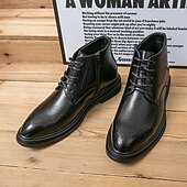 abordables Bottes de Costume-Bottes à lacets en similicuir marron pour hommes avec une silhouette moderne et élégante, idéales pour les environnements professionnels, les événements formels et les occasions décontractées élégantes