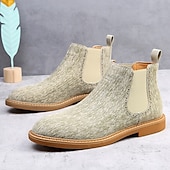 economico Stivali Chelsea-stivali chelsea da uomo color cachi, stile casual e leggero alla caviglia con soffietti elastici, per l'ufficio, le uscite del fine settimana e il comfort quotidiano