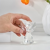 halpa Veistokset-1 kpl kristalli enkelinmuotoinen koristeellinen käsityö ikkunalaudalle prisma valoa vangitseva koristeellinen auringonsieppari koriste-esineet sopivat festivaali- ja juhlakoristeluun kodinsisustukseen