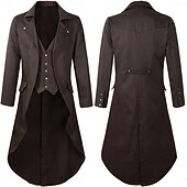 preiswerte Oberbekleidung-Mittelalter Renaissance Steampunk Mantel Smoking Frack Vampir Adliger Kostüm Männer Ebenezer Scrooge Elf Halloween Karneval Aufführung LARP Ren Faire Erwachsene Mantel Weihnachten