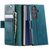 cheap Samsung Cases-Phone Case For Samsung Galaxy Z Fold 7 Magnetic Adsorption Wallet Case Magnetic Full Body Protective Kickstand TPU PU Leather