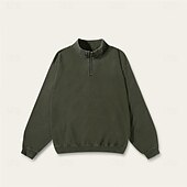 economico felpe con cappuccio da uomo di base-Per uomo Maglia Felpa con zip corta Nero Verde militare Verde scuro Grigio Mezza zip Semplice Sport &amp; Outdoor Quotidiano Ferie Cotone Streetwear Essenziale Casual Primavera Autunno Abbigliamento