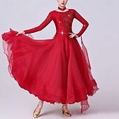 economico Abbigliamento da Competizione-Balli da Sala Vestito Strass Giunzione Per donna Performance Allenamento Manica Lunga Spandex Organza