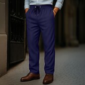 abordables Lâche-Homme Gauffré Pantalons Pantalons Amples Boutons Uni Portable Longueur complète Extérieur Quotidien Camping &amp; Randonnée Vacances Mode Noir Blanche