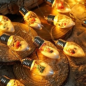 abordables Guirlandes lumineuses led-Guirlande lumineuse de Noël à ampoules, flocon de neige, sapin de Noël, 1,5 m, 10 LED, alimentée par piles, pour fête de Noël, fenêtre, balcon, porche