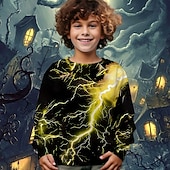 billiga Pojkes Halloween kostymer-Halloween Pojkar 3D Blixt Tröja Långärmad Vår Höst Mode Grundläggande Barn 4-12 år Rund hals Utomhus Ledigt Dagligen Normal