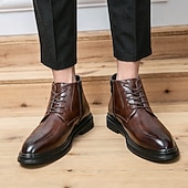 abordables Bottes de Costume-Bottes à lacets en similicuir marron pour hommes avec une silhouette moderne et élégante, idéales pour les environnements professionnels, les événements formels et les occasions décontractées élégantes