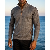 economico Cime-Per uomo cima dell&#039;escursionismo Maglione con cerniera a un quarto Manica Lunga Collo alla coreana Maglietta Top Esterno Leggero Elastico Traspirante Inverno Zip a un quarto Poliestere Grigio scuro