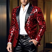 economico Abiti da festa-Per uomo Giacca blazer Collare di chiusura Moda Floreale Blazer Rosso Blu Viola Vestibilità aderente Monopetto Un Bottone