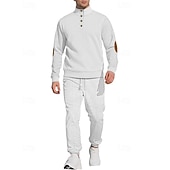 cheap Basic Tracksuits-Men&#039;s Sweatshirt Tracksuit Outfit Set Stand Collar Outdoor Daily Sports Jacquard Drawstring Button Up Color Block Wine Red Black White Polyester Activewear Fashion Streetwear Spring