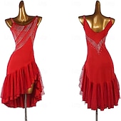 preiswerte Turnierkleid-Damen Latein Rhythmus Salsa Gesellschaftstanz Kleid Wettkampfkostüm Wettbewerb Modern Walzer Cha Cha Kleid