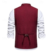 preiswerte Herrenweste-Herren Weste Gilet Urlaub Party Geschäft Mode Lässig Frühling Herbst Tasche Knöpfe Polyester Bequem Karomuster Streifen Einreihig Ein-Knopf Stehkragen Normale Passform Wein Marineblau Dunkelgray