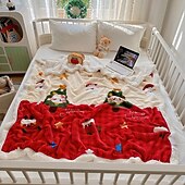 levne Vánoční povlečení-Vánoční fleece deka tlustá sherpa deka na pohovku měkká flanelová deka s motivem kreslených postaviček pohodlná deka na siestu víceúčelová sváteční dárková deka