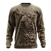preiswerte Tierdruck-Herren Blatt Hilfsmuster Hirsch Pullover Lässig Langarm Rundhalsausschnitt Urlaub Party Geschenk Blau Burgunderrot Braun Grün Rundhalsausschnitt 3D Ganzjahres Designer S M L XL XXL XXXL