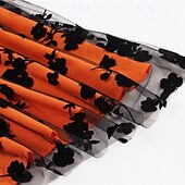 billiga Halloween Bottoms-Dam Kjol Gunga Mode Ledigt Maxi Mellanhög midja Kjolar Blommig Sparkle Tulle Microelastisk Semester Halloween Röd Orange Kaki Vår Polyester