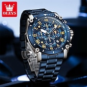cheap Quartz Watches-The New Olevs Men&#039;S Steel Band Business Watch Moon Phase Luminous Calendar Chronograph 24-Hour Indication Quartz Watch Is A Fashionable Casual And Versatile Waterproof Sports Wristwatch
