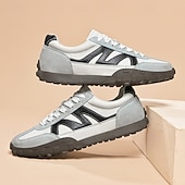 abordables Baskets-Baskets à lacets en similicuir pour homme, chaussures de sport rétro pour l&#039;extérieur – confortables pour la marche, l&#039;entraînement et le style décontracté