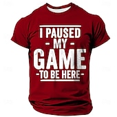  Ανδρικό Τ-Shirt Gamer με χιούμορ 'Έβαλα Πάυση στο Παιχνίδι Μου για να Είμαι Εδώ' Γραφικό κοντό μανίκι