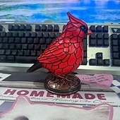 ieftine Lămpi de masă-Lampă de noapte Cardinalis cu pasăre, rășină, lumină de noapte Cardinalis, decorațiuni de Crăciun, ornament de birou cu pasăre roșie, pentru noptieră, living, dormitor, decorare de casă