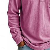 cheap Casual Henley Tee-SoftFade™ Men's Henley Shirt T shirt Tee Long Sleeve Vintage Retro Vintage Casual Vintage Style Garment Dyed Faded Henley Casual Spring Fall Gray Purple Henley T-Shirt
