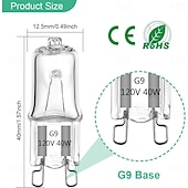 お買い得  LEDコーンライト-G9ハロゲン電球 2ピン口金 JCタイプ 120V T4 バイピン 40W キセノン小型電球 シャンデリア ペンダント キャビネットライト用 温白色 2700K 調光可能