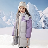 economico Giacca in piuma e parka per ragazze-Bambini Ragazze Giacca in piuma Giacca da esterno Giacca Imbottita Blocco di colori Moda Tenere al caldo Antivento All&#039;aperto Cappotto Capispalla 4-12 Anni Autunno Nero Rosa Viola