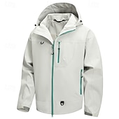 economico giacca sportiva-Per uomo Giacca da Esterno Impermeabile Giacca da Escursionismo Vacanza Quotidiano Impermeabile Antivento Tasca Autunno Inverno Semplice Moda Classico Con Cappuccio Regolare Nero Verde chiaro Azzurro
