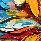 cheap Floral/Botanical Paintings-Textured Impasto Floral Oil Painting