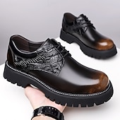 preiswerte Derby Schuhe-Schwarze formelle Oxford-Abendschuhe für Herren – klassische Business-Schnürschuhe mit strukturierten Details fürs Büro, Hochzeiten und besondere Anlässe