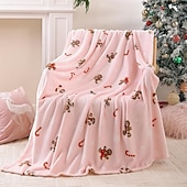 cheap Christmas Bedding-Printed Winter Throw Blanket, Warm Flannel Sofa Blanket, Christmas Air Conditioning Blanket for Office Nap or Home Decor