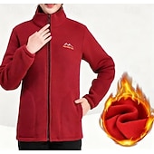 abordables Hauts de yoga-Veste polaire Femmes Top manche longue Col montant Doux Chaud Avec Poches Salle de sport Course Fitness Des sports Tenues de Sport Noir Rouge
