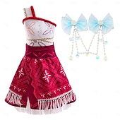 preiswerte Halloweenkostüme für Mädchen-Prinzessinnen-Märchen Vaiana-Kleid Kinderkarneval Kindertag Neujahrsfest Feiertag Terylene Orange Damen einfache Karnevalskostüme Top Rock Gürtel Welttag des Buches Kostüme