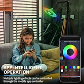 abordables Luces de Hogar Inteligente-Lámpara de pie RGB para sala de estar, lámpara de pie inteligente con control remoto de aplicación para dormitorio, oficina y lectura.