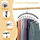 cheap Home Storage &amp; Hooks-2/4 Pack Legging Organizer for Closet Metal Yoga Pants Hangers 10 Clips Holds 20 Leggings, Space Saving Hanging Closet Organizer w/Rubber Coated Closet Organizers and Storage, Pink