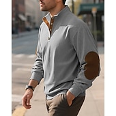 baratos Suéteres básicos-Homens Moletom Preto Verde Claro Verde Tropa Azul Marinha Azul Henley Bloco de cor Patchwork Desportos e Ar livre Diário Feriado Poliéster Roupa de rua Básico Casual Primavera Outono Roupa Moletons