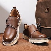 baratos Sapatos Casuais Slip-On-sapatos de trabalho casuais marrons masculinos – sola antiderrapante durável, fecho de trava fácil, design de cano baixo confortável para uso diário, escritório e atividades ao ar livre
