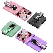 baratos Capa Samsung-telefone Capinha Para Samsung Galaxy Z Flip 7 Z Virar 6 Z Flip 5 Capa traseira e protetor de tela Suporte para carregamento sem fio com pulseira Retro PC