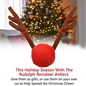 Недорогие Украшения для улицы-рождественская машина оленьи рога &amp;рождественские украшения для носа, лучше всего подходящие для окон и крыш &amp;Комплект для установки решетки радиатора Rudolph Reinhardt - праздничные аксессуары для