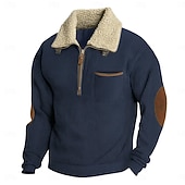 baratos Moletom com capuz de lã-Homens Moletom Veludo Cotelê Moletom com capuz Estacionar Moletom de lã Preto Vinho Verde Tropa Azul Marinha Cáqui Com Capuz Colarinho Clerical Lapela Tecido Patchwork Desportos e Ar livre Casual