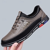 baratos Sapatos Casuais com Cadarço-Tênis confortáveis masculinos de couro sintético marrom – calçados antiderrapantes e acolchoados para atividades ao ar livre, para caminhadas, trabalho e uso diário