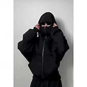 billiga bashuvtröjor för män-herrluvtröja med balaklava, hel dragkedja, skidmask, luva, svart vit röd, mörkgrå, luva, enfärgad, ficka, sport, utomhus, daglig, helgdag, polyester, gatukläder, grundläggande, avslappnad, höst, vinterkläder, kläder, luvtröjor