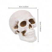 economico Decorazioni per Halloween all&#039;aperto-1 pezzo di braciere ignifugo in ceramica per Halloween, teschio, statuetta a forma di testa di scheletro in fiamme per camino o braciere, spaventoso accessorio per feste di Halloween e spaventosa