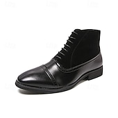 preiswerte Kleiderstiefel-Schwarze High-Top-Stiefel aus Kunstleder für Herren mit stilvollem Design und elastischen Seiten, perfekt für formelle Anlässe, die Arbeit und elegante Freizeitkleidung